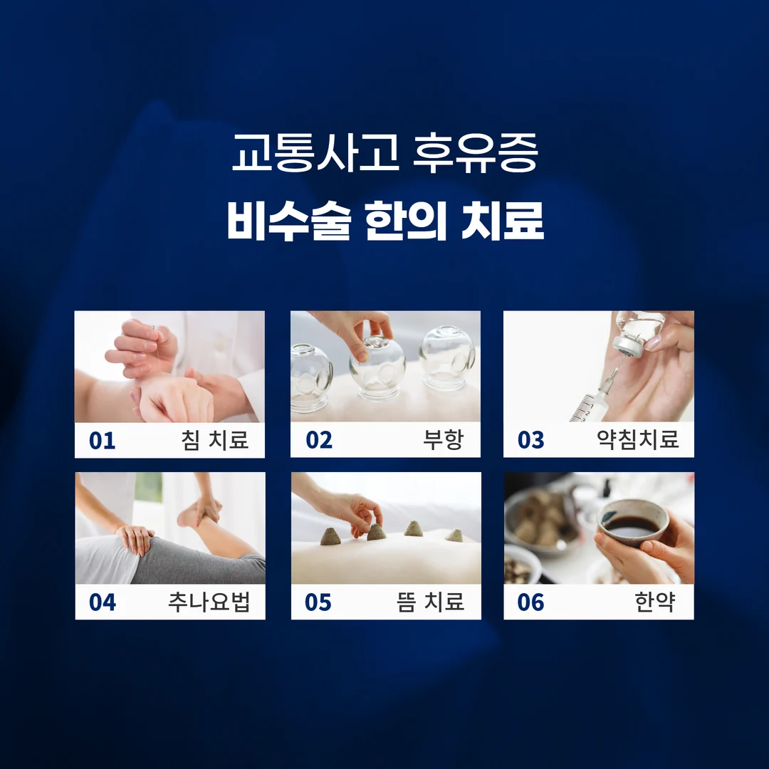 침, 부항, 약침, 추나요법, 뜸과 한약의 진료 항목 안내